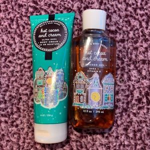 new sealed hot cocoa and cream body wash and lotion
